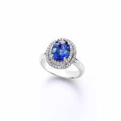 K18WG Sapphire Diamond Ring S2.60ct D0.31ct